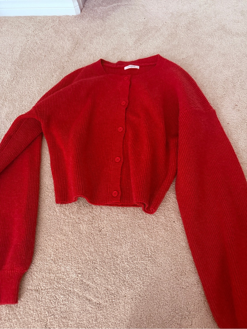Peppermayo Red Cropped Button-Front Cardigan - Picture 1 of 1